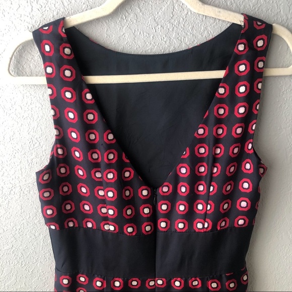 Milly Silk Polka Dot Sheath Dress Size 4 Red Black Circle Print Bow Party Event - Picture 6 of 9